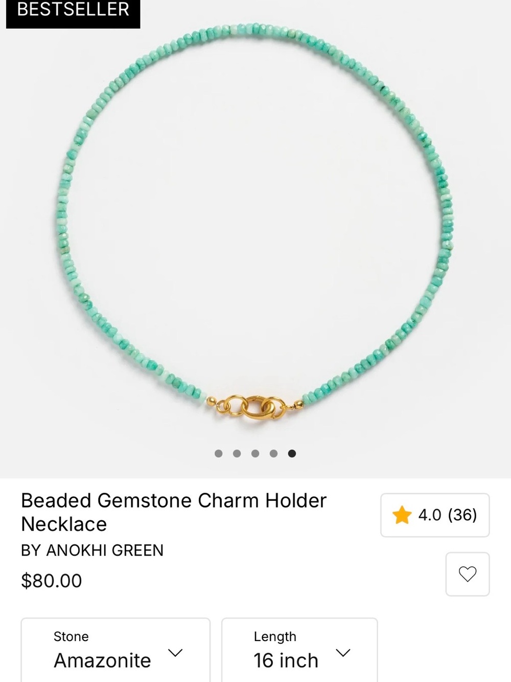 Turquoise Amazonite Beaded Charm Holder Necklace